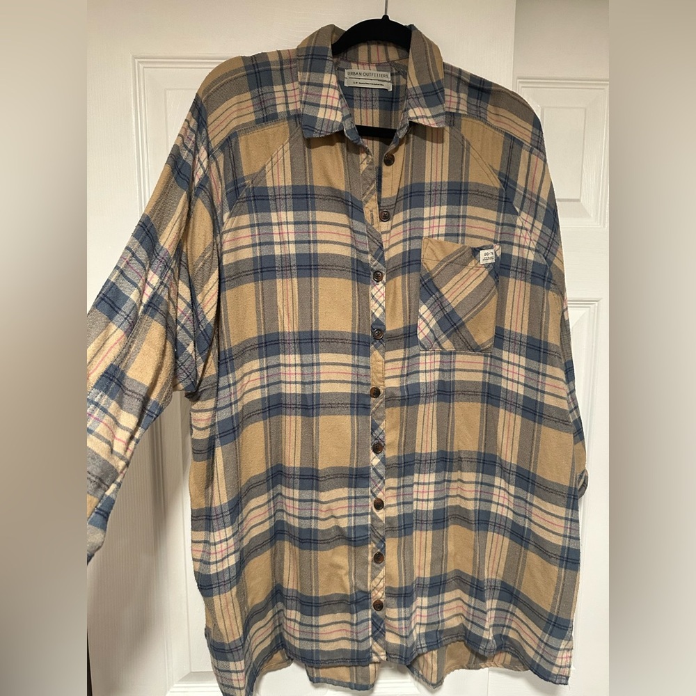 Urban Outfitters Blue and Tan Flannel